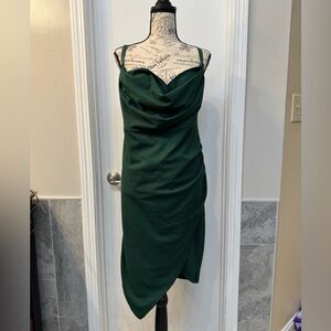 Dark Green Draped Plus Size Cocktail Dress Size 20